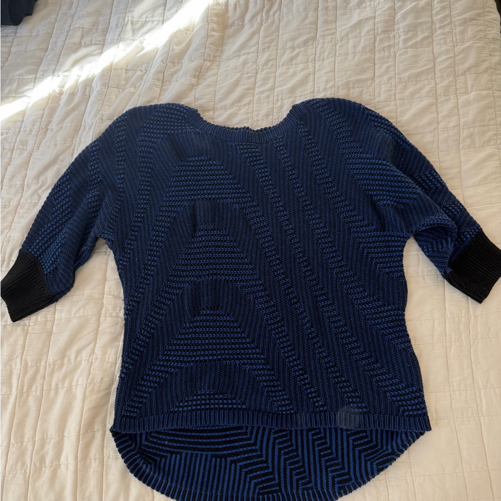 Dana Buchman Navy and Black Chevron Sweater